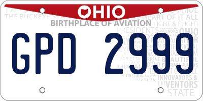 OH license plate GPD2999