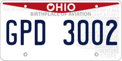 OH license plate GPD3002