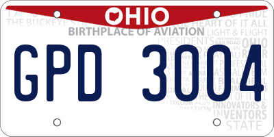OH license plate GPD3004