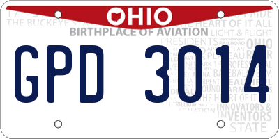 OH license plate GPD3014