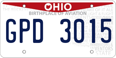 OH license plate GPD3015