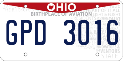 OH license plate GPD3016