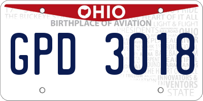 OH license plate GPD3018