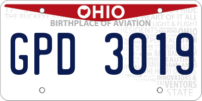 OH license plate GPD3019