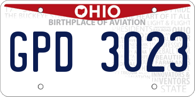 OH license plate GPD3023