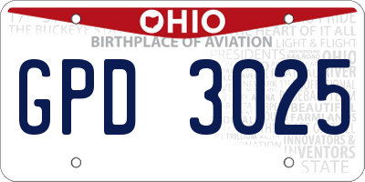 OH license plate GPD3025