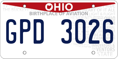 OH license plate GPD3026