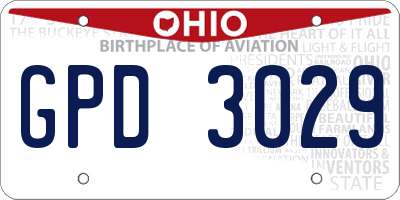 OH license plate GPD3029