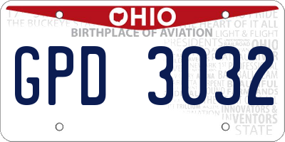 OH license plate GPD3032