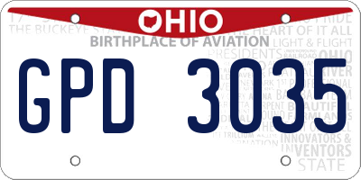 OH license plate GPD3035