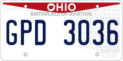 OH license plate GPD3036