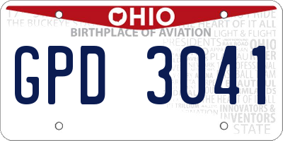 OH license plate GPD3041