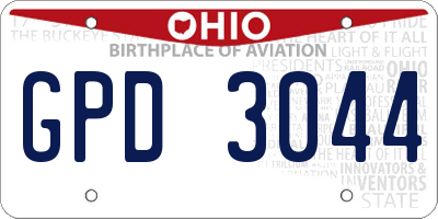 OH license plate GPD3044