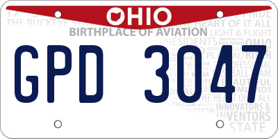 OH license plate GPD3047