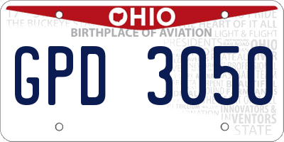 OH license plate GPD3050