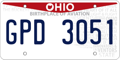 OH license plate GPD3051