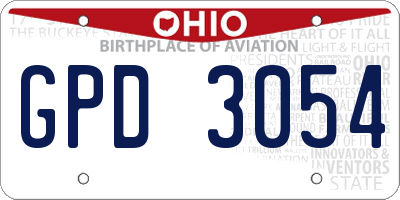 OH license plate GPD3054