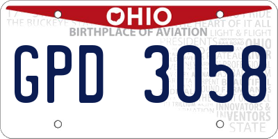 OH license plate GPD3058