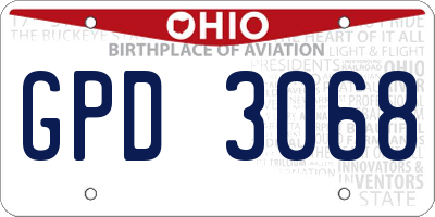 OH license plate GPD3068