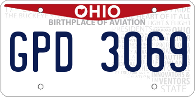 OH license plate GPD3069