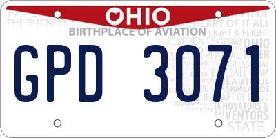 OH license plate GPD3071