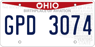 OH license plate GPD3074