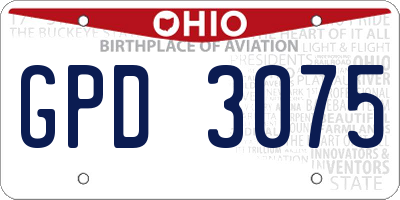 OH license plate GPD3075