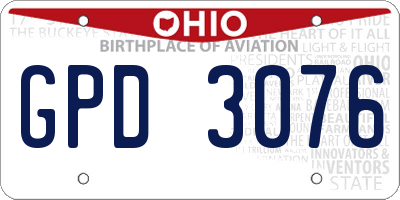 OH license plate GPD3076