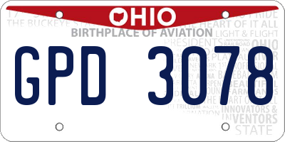OH license plate GPD3078