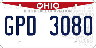 OH license plate GPD3080