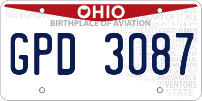 OH license plate GPD3087