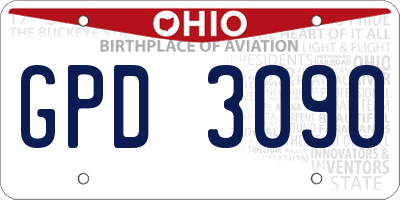 OH license plate GPD3090
