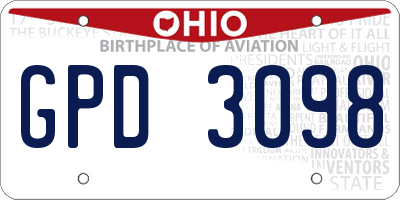 OH license plate GPD3098