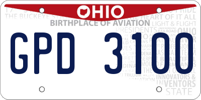 OH license plate GPD3100
