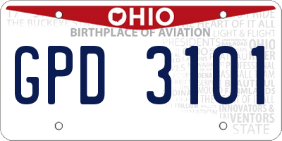 OH license plate GPD3101