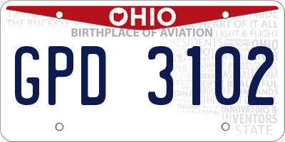 OH license plate GPD3102