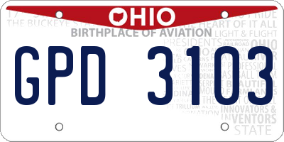 OH license plate GPD3103