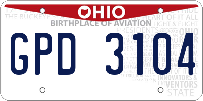OH license plate GPD3104