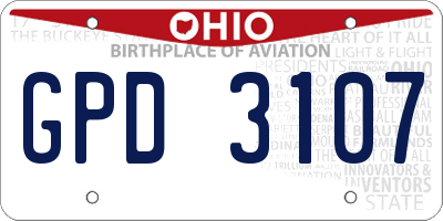 OH license plate GPD3107