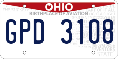 OH license plate GPD3108