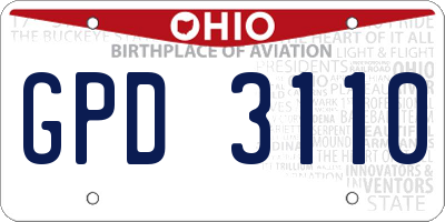 OH license plate GPD3110