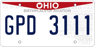 OH license plate GPD3111