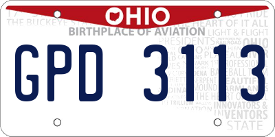 OH license plate GPD3113