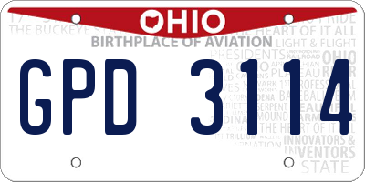 OH license plate GPD3114