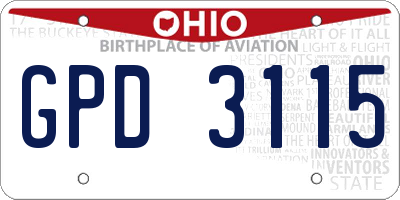OH license plate GPD3115