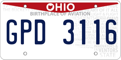OH license plate GPD3116
