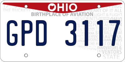 OH license plate GPD3117