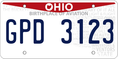 OH license plate GPD3123