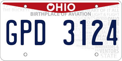 OH license plate GPD3124