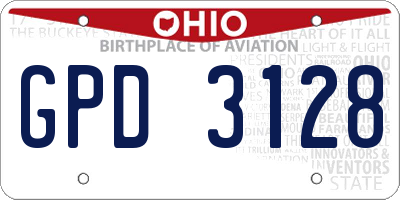 OH license plate GPD3128